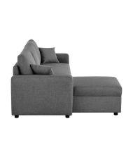 Divano ad angolo fisso + 2 cuscini - Tessuto grigio - 228 x 148 x 86 cm - OWENS