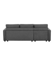 Fixed corner sofa + 2 cushions - Gray fabric - 228 x 148 x 86 cm - OWENS