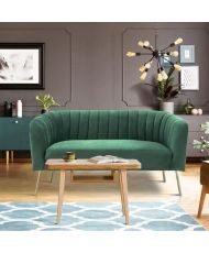 Canapé 2 places - Bleu vert - Velours - 142 x 70 x 71 cm - MATHIS