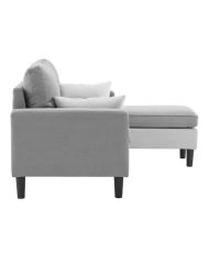 Canapé d'angle réversible Boston - Tissu Gris clair et blanc - 194 x 139 x 83 cm