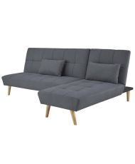 Canapé d'angle Clic-clac réversible 3 places SANDRO -Tissu - Gris foncé - Capitonné avec coussins - 224 x 86 x 136 cm
