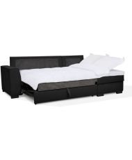 Canapé angle convertible réversible 4 places MONTREAL - Tissu noir - 247 x 158 x 92 cm - HEXAGONE