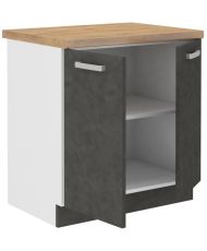 Low cabinet with 2 hinged doors and worktop - Matt gray - 80 x 51.6 x 82 cm - LASSEN