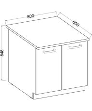 Low cabinet with 2 hinged doors and worktop - Matt gray - 80 x 51.6 x 82 cm - LASSEN