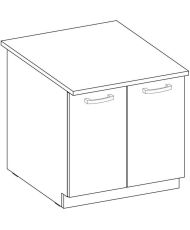 Low cabinet with 2 hinged doors and worktop - Matt gray - 80 x 51.6 x 82 cm - LASSEN