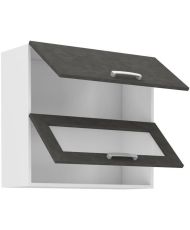 Hochschrank mit 2 Kipptüren - 80 x 31,6 x 72 - Mattgrau - LASSEN