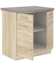 Meuble bas 2 portes battantes avec plan de travail - chêne sonoma - 80 x 51,6 x 82 cm - LASSEN