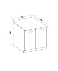 Base unit with 2 hinged doors and worktop - Sonoma oak - 80 x 51.6 x 82 cm - LASSEN