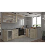 LASSEN Complete corner kitchen 240 x 165 cm with worktop - Reversible corner - sonoma oak