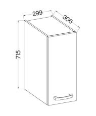 Hochschrank mit 1 Flügeltür - Sonoma-Eiche - 30 x 31,6 x 72 cm - LASSEN