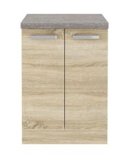 Meuble bas 2 portes battantes - chêne sonoma - 60 x 51,6 x 85 cm - LASSEN