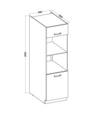 Meuble colonne four 2 portes battantes - chêne sonoma - 60 x 57 x 210 cm - LASSEN