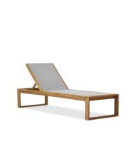 Bain de soleil en bois d'acacia et textilene gris LEVATA