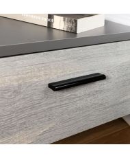 LEONARD Adult bed 140 x 190 cm + 2 bedside tables and headboard in imitation - oak - 195.7 x 235.5 x 90.5 cm