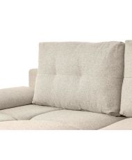 CASSANDRA - Canapé d'angle convertible avec coffre en tissu - Beige - Angle Gauche