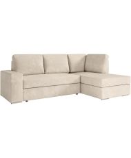 Divano ad angolo destro trasformabile a 4 posti ARTEMIS - Velluto a coste beige - 246 x 174 x 96 cm