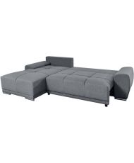 Divano angolare trasformabile CABELLO in tessuto grigio con box contenitore - LOUNGITUDE
