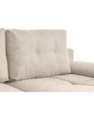 Umwandelbares Ecksofa LOUNGITUDE CABELLO aus beigem Stoff mit Truhe und abgerundeten Nähten