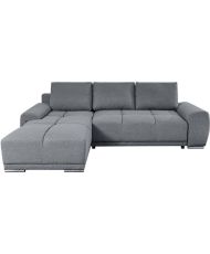 CABELLO convertible corner sofa in gray fabric - LOUNGITUDE - Right Angle - Occasional - 140 x 210 cm