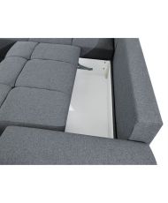 CABELLO convertible corner sofa in gray fabric - LOUNGITUDE - Right Angle - Occasional - 140 x 210 cm