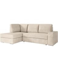 Divano angolare sinistro trasformabile a 4 posti ARTEMIS - Velluto a coste beige - 246 x 174 x 96 cm