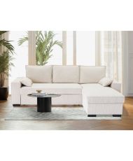 Canapé d'angle convertible réversible MARLON - Méridienne avec coffre - Velours côtelé 240 x 143 x 85 cm