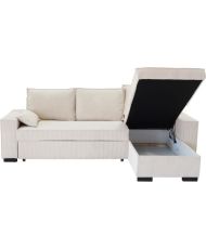 Canapé d'angle convertible réversible MARLON - Méridienne avec coffre - Velours côtelé 240 x 143 x 85 cm