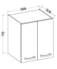 Hochschrank mit Flügeltüren – Mattgrau – 60 cm x 31,6 x 72 cm – LASSEN
