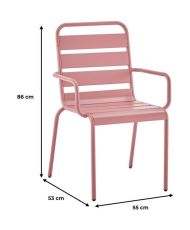 4 Gartensessel – Stahl – Rosa – IRONFT4RZ – 43 x 58 x 86 cm