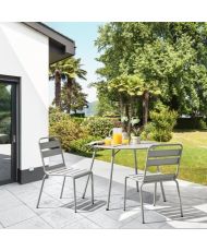 Runder Gartentisch – 90 cm – Stahl – Grau