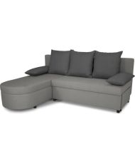 Canapé d'angle convertible réversible 3 places JEN - Tissu Gris - 196 x 88 x 159 cm