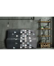 Banquette-lit BZ - Joe - Tissu Gris et noir - 2 places - 143 x 97 x 89 cm - Matelas 9 cm