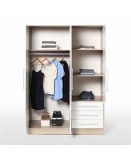 Kleiderschrank – Eiche und weiße Spanplatte – Schlafzimmer – 144,6 cm