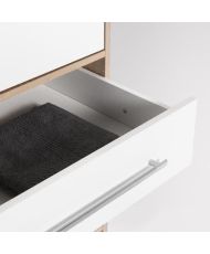 Kleiderschrank 4 Flügeltüren + 6 Schubladen – Spanplatte – Eiche und Weiß – 206 x 60 x 200 cm