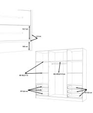 Kleiderschrank 4 Flügeltüren + 6 Schubladen – Spanplattenholz – Mattweiß – 206,5 x 60 x 200 cm