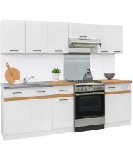 Komplette Küche 240 cm – 7 Elemente – Weiß glänzend