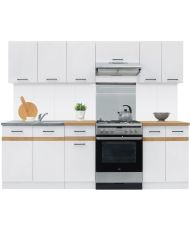 Komplette Küche 240 cm – 7 Elemente – Weiß glänzend