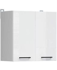 Hochschrank 60 cm - 2 Türen - Glänzendes Weiß