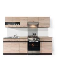 Komplette Küche 2m40 mit LED-Beleuchtung – 7 Elemente – Sonoma-Eiche