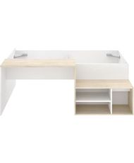 Letto combinato per bambini KRIC - rovere naturale e bianco - Scrivania e contenitore - 90 x 190 cm