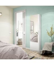 Meuble à chaussure - 1 porte 1 miroir - blanc - 50x 22 x 180 cm - KRISTAL