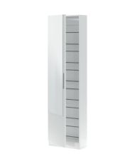 Schuhschrank - 1 Tür 1 Spiegel - weiß - 50x 22 x 180 cm - KRISTAL