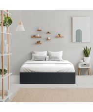 Lit coffre adulte 140 x 190 cm - Simili Noir