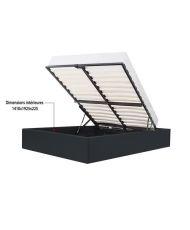 Lit coffre adulte 140 x 190 cm - Simili Noir