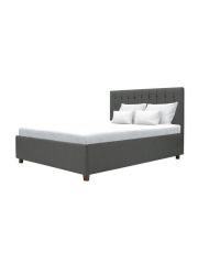 EMILY Bett mit Stauraum für Erwachsene – 160 x 200 cm – dunkelgrauer Stoff – inklusive Boxspringbett