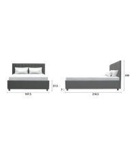 Lit coffre adulte EMILY - 160 x 200 cm - Tissu gris foncé - Sommier inclus