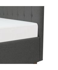 Lit coffre adulte EMILY - 160 x 200 cm - Tissu gris foncé - Sommier inclus