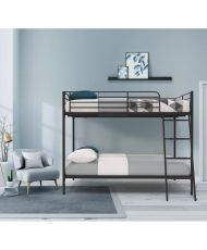 Lits superposés en métal - Dark Grey - Sommiers inclus - 2 x 140 x 190 cm - ALICE