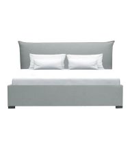 CUSHION Bett mit Stauraum für Erwachsene, 160 x 200 cm – Klassisch – Hellgrauer Stoff – Boxspring inklusive