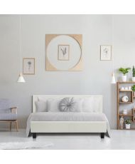 KANSAS Erwachsenenbett 140 x 190 cm – Weißes Imitat – Boxspring inklusive